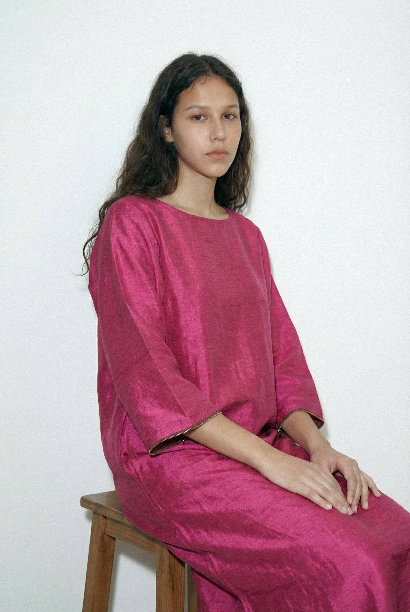 Boat Neck Rani Pink Kaftan