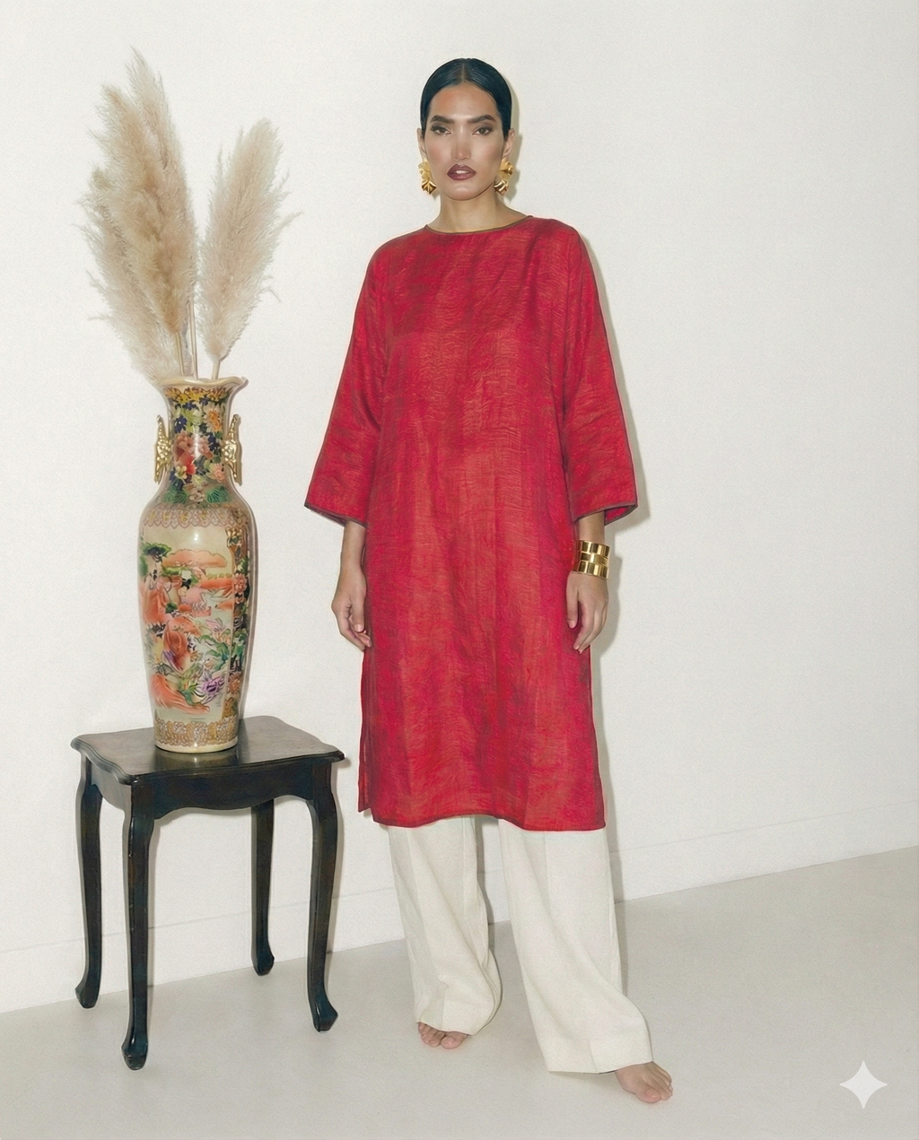 Boat Neck Rani Pink Kaftan